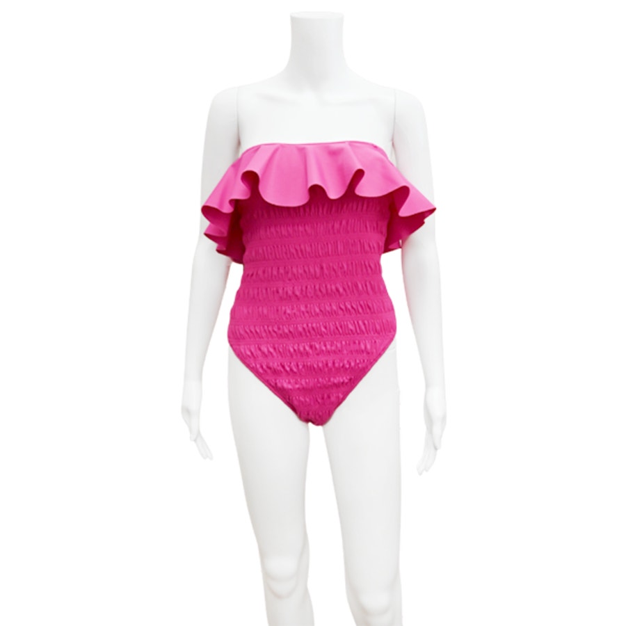 Cleobella Amelia Magenta Ruffled One Piece Swimsuit Size M